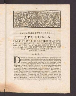 Samvelis Pvfendorfii Apologia