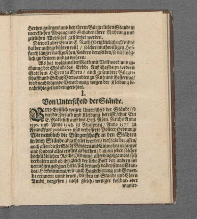 I. Von Unterscheid der Stände.
