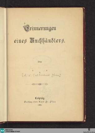 Erinnerungen eines Buchhändlers
