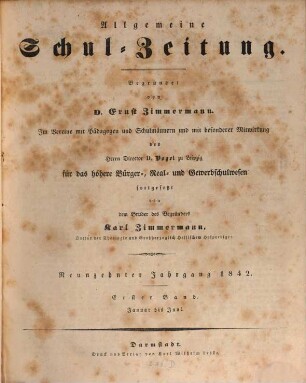 Allgemeine Schulzeitung. 19. 1842