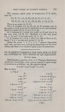 On Waring's formula for the sum of the mth powers of the roots of an equation.