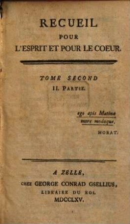 Recueil pour l'esprit et pour le coeur. 2. 1765, 2