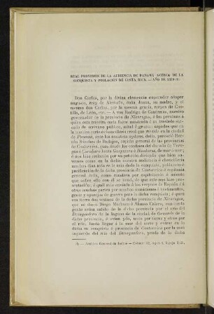 Real provisión de la audiencia de Panamá acerca de la conquista y población de Costa Rica. - Año de 1539 (1).