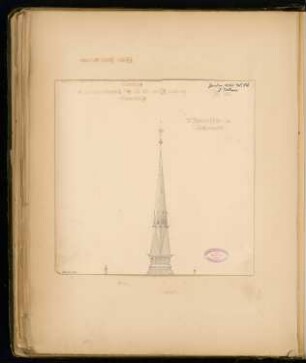 Evangelische Kirche St. Johannis, Eberswalde Monatskonkurrenz Januar 1886: Variante des Turmhelms