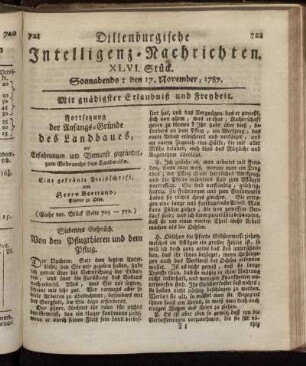 XLVI. Stück. Sonnabends: den 17. November, 1787.