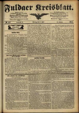 Erste Ausgabe vom Freitag, den 01. Juli 1910.