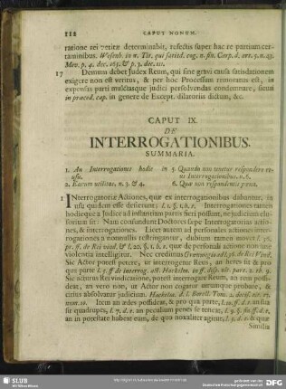 Caput IX. De Interrogationibus