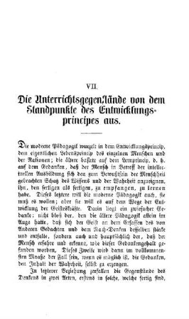 Die Unterrichtsgegenstände von dem Standpunkte des Entwicklungsprincipes aus