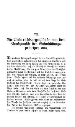 Die Unterrichtsgegenstände von dem Standpunkte des Entwicklungsprincipes aus