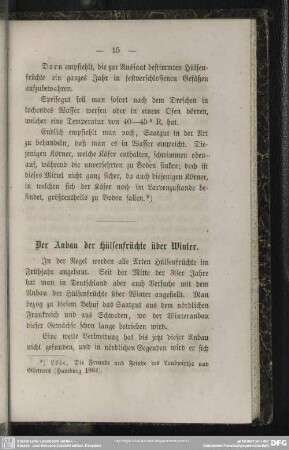 Der Anbau der Hülsenfrüchte über Winter