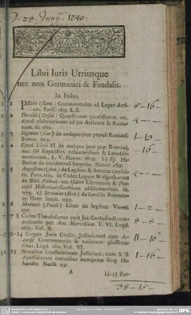 Libri Iuris Utriusque nec non Germanici & Feudalis