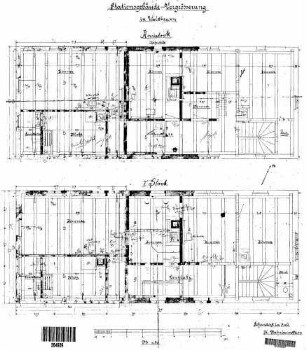 Waldhausen (b Schorndorf): Empfangsgeb.Verwaltungsgeb.Vergrößerung Grundrisse 1.OG,DG