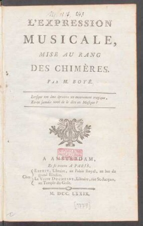 L'Expression Musicale, Mise Au Rang Des Chimères
