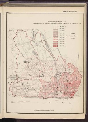 Bevölkerungsdichtigkeit 1895. Veranschaulichung der Bevölkerungsdichtigkeit nach der Volkszählung am 2. December 1895.