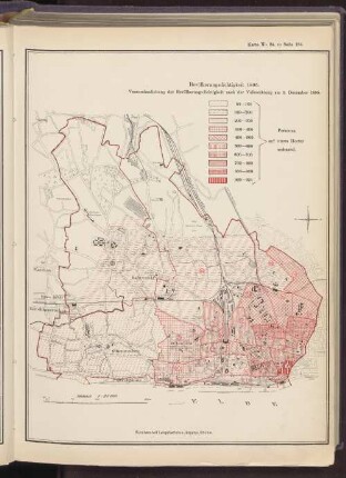 Bevölkerungsdichtigkeit 1895. Veranschaulichung der Bevölkerungsdichtigkeit nach der Volkszählung am 2. December 1895.