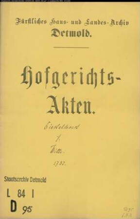 Diestelhorst, Kammersekretärs Erben gegen Amtsdiener Witte im Diestelbruche - Schuldforderung