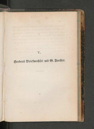 V. Herders Briefwechsels mit G. Forster.