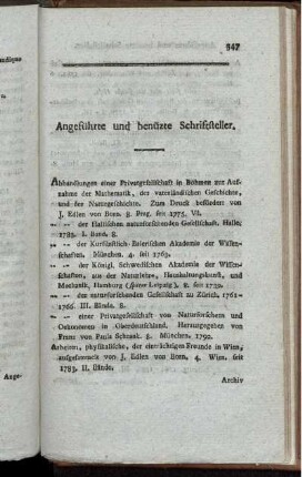 Angeführte und benüzte Schriftsteller.