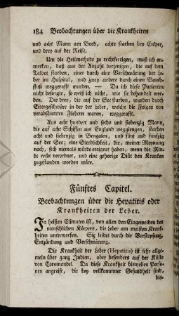 Fünftes Capitel. Beobachtungen über Hepatitis oder Krankheiten der Leber.