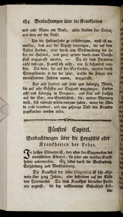 Fünftes Capitel. Beobachtungen über Hepatitis oder Krankheiten der Leber.