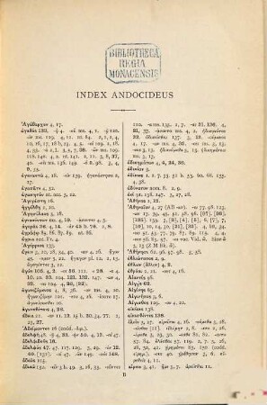 Index Andocideus, Lycurgeus, Dinarcheus