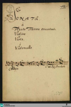 Sonatas - Mus. Hs. 23 : fl, vl, vla, vlc; D