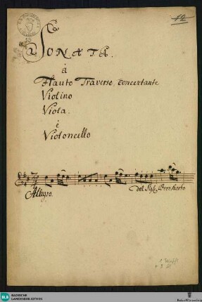 Sonatas - Mus. Hs. 23 : fl, vl, vla, vlc; D