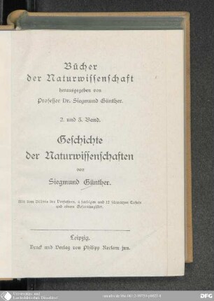 1 (1909): Geschichte der Naturwissenschaften