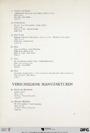 Verschiedene Manufakturen (Nr. 63-77)