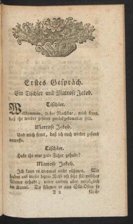 Erstes Gespräch. Ein Tischler und Matrose Jakob.