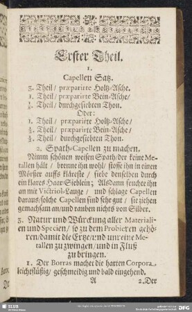 Erster Theil. [Der geheimbde Müntz-Guardein und Berg-Probierer]