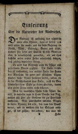 Einleitung über die Naturlehre des Rindviehes