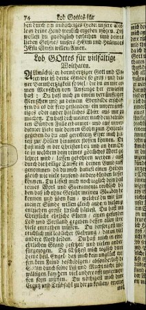 Lob Gottes für vielfältige Wolthaten.