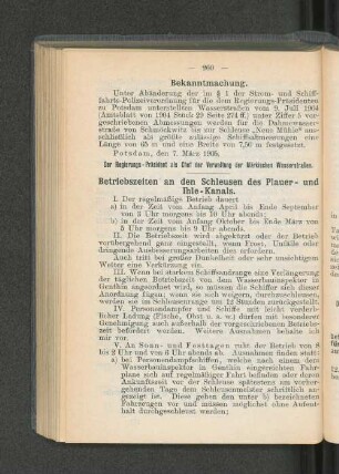 Betriebszeiten an den Schleusen des Plauer- und Ihle-Kanals.
