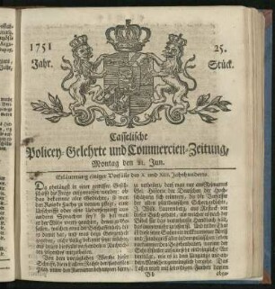 25. Stueck, Montag den 21. Jun. 1751