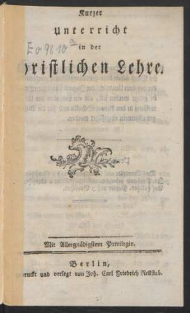 Kurzer Unterricht in der christlichen Lehre