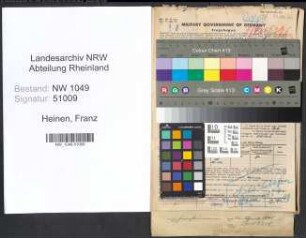Entnazifizierung Franz Heinen , geb. 26.04.1887 ()