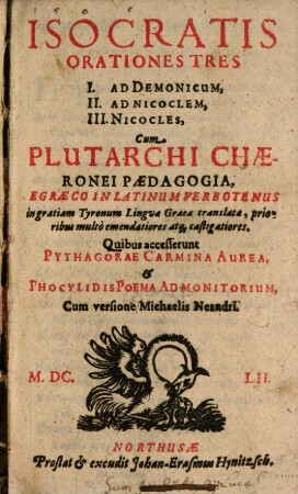 Orationes tres ad Demonicum