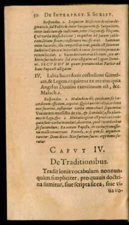 Caput IV. De Traditionibus.