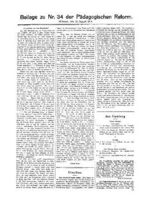 Umschau : Beilage zu Nr. 34 der Pädagogischen Reform
