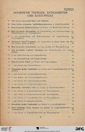 Javanische Textilien, Batikarbeiten und Kostümteile (Nr. 43-70)