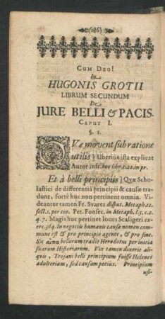 In Hugonis Grotii Librum Secundum De Iure Belli & Pacis.