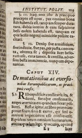 Caput XIV. De mutationibus ac eversionibus Rerumpublicarum, ac praecipuis causis