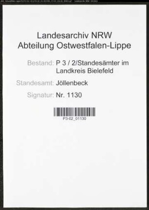 Heiratsregister Standesamt Jöllenbeck