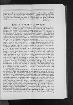 Kirchbau als Werk der Freiwilligkeit