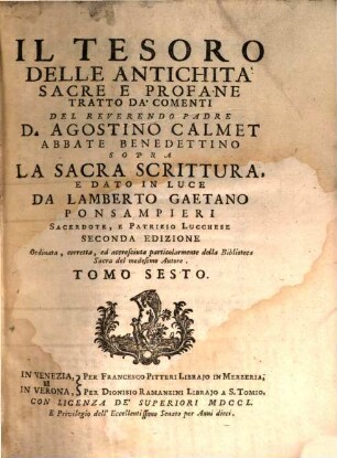Il Tesoro Delle Antichita Sacre E Profane, 6