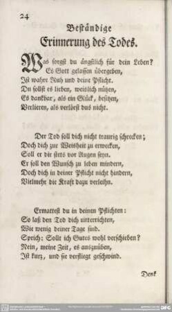 Beständige Erinnerung des Todes