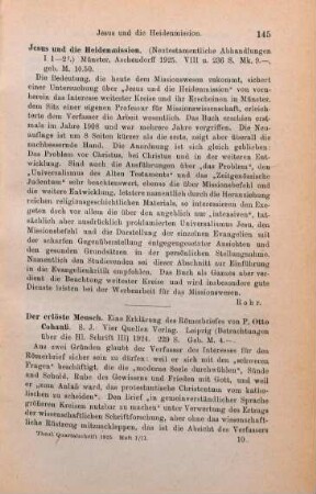 145-146 [Rezension] Cohausz, Otto, Der erlöste Mensch