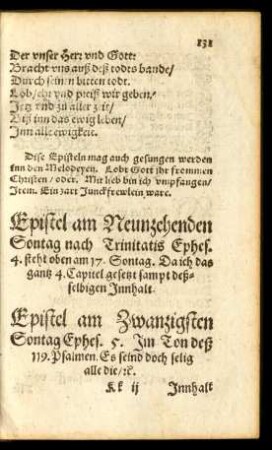 Epistel am Neunzehenden Sontag nach Trinitatis ... steht oben am 17. Sontag.