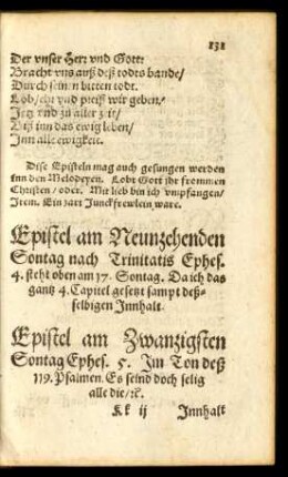 Epistel am Neunzehenden Sontag nach Trinitatis ... steht oben am 17. Sontag.